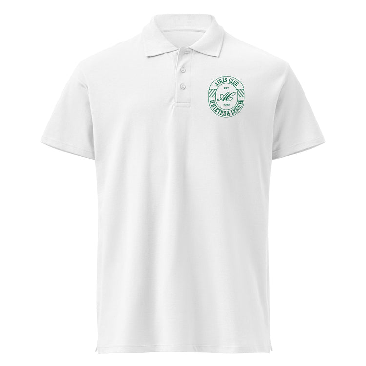 White piqué polo with the Après Club badge, the Sport collection