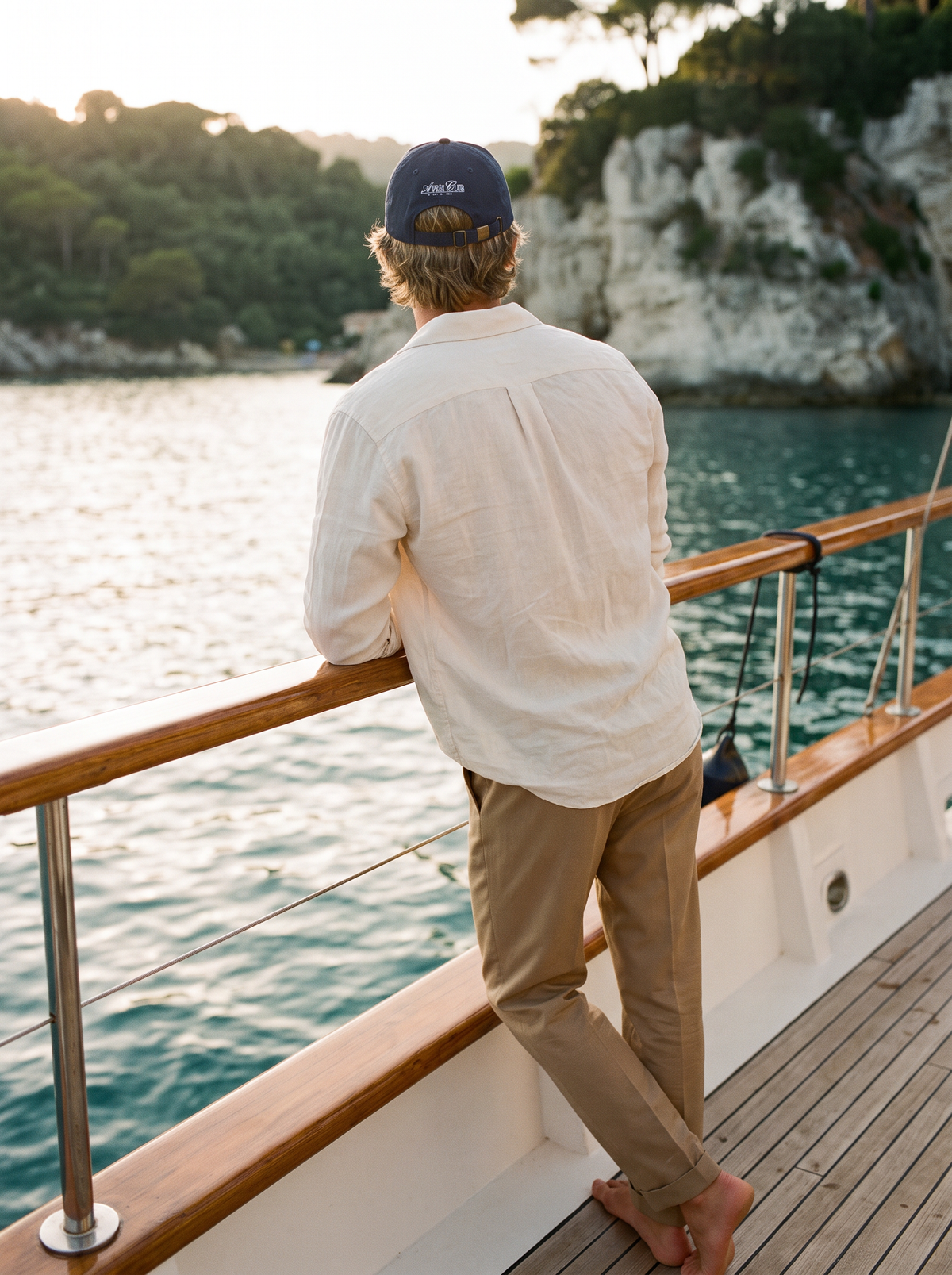No Crying On The Yacht navy embroidered cap, styled photo 4