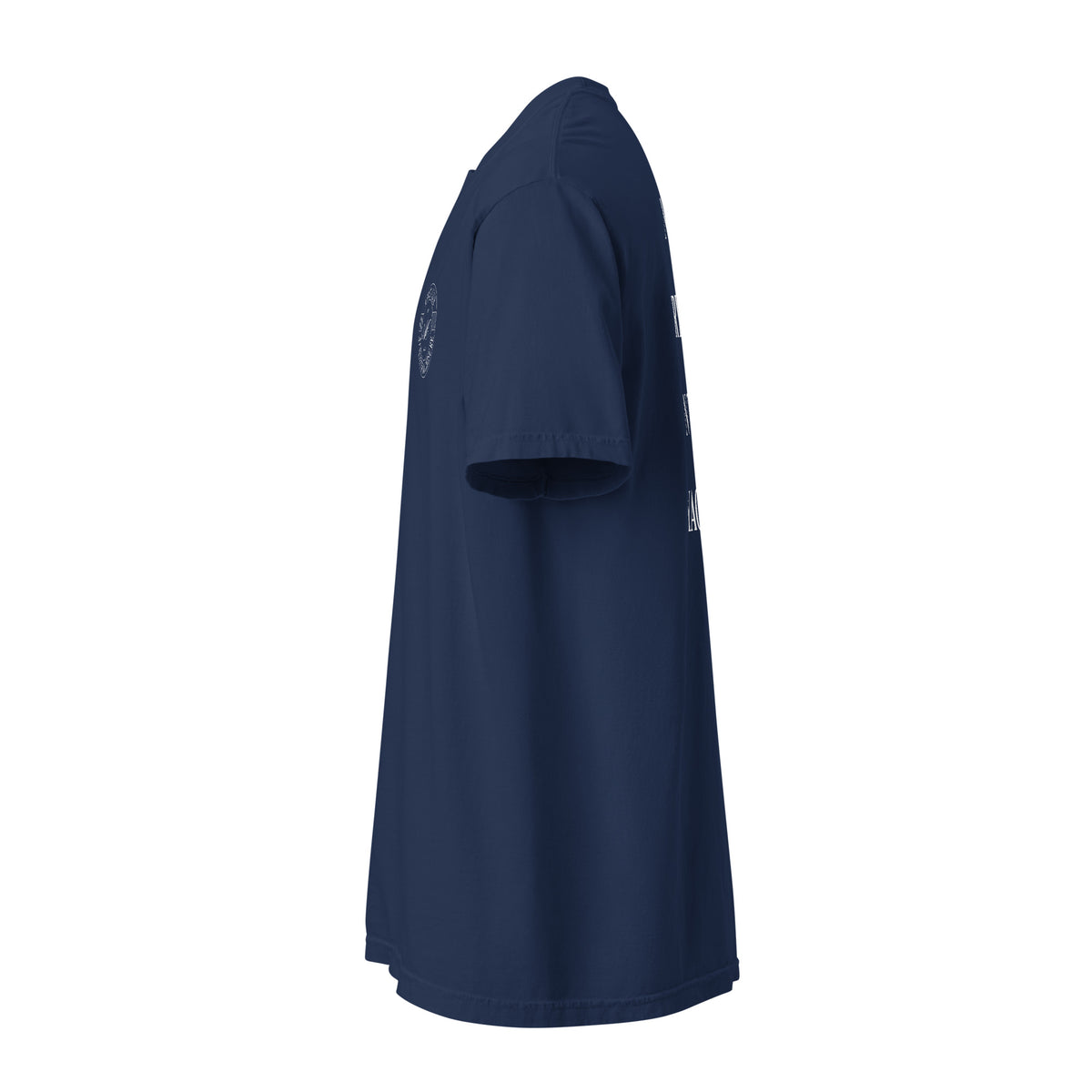 Navy No Crying On The Yacht heavyweight t-shirt, left side view