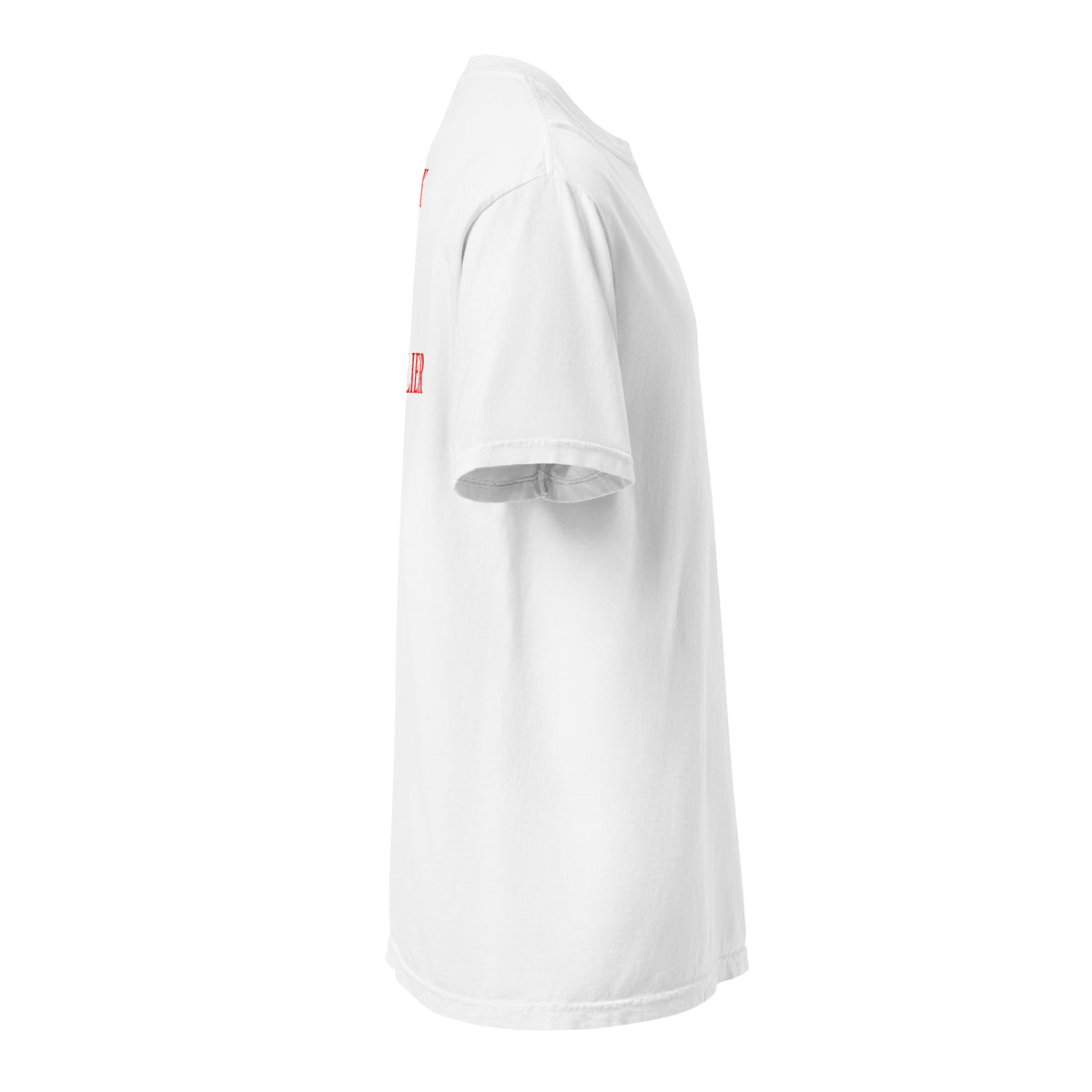 White Ask My Sommelier heavyweight t-shirt, right side view