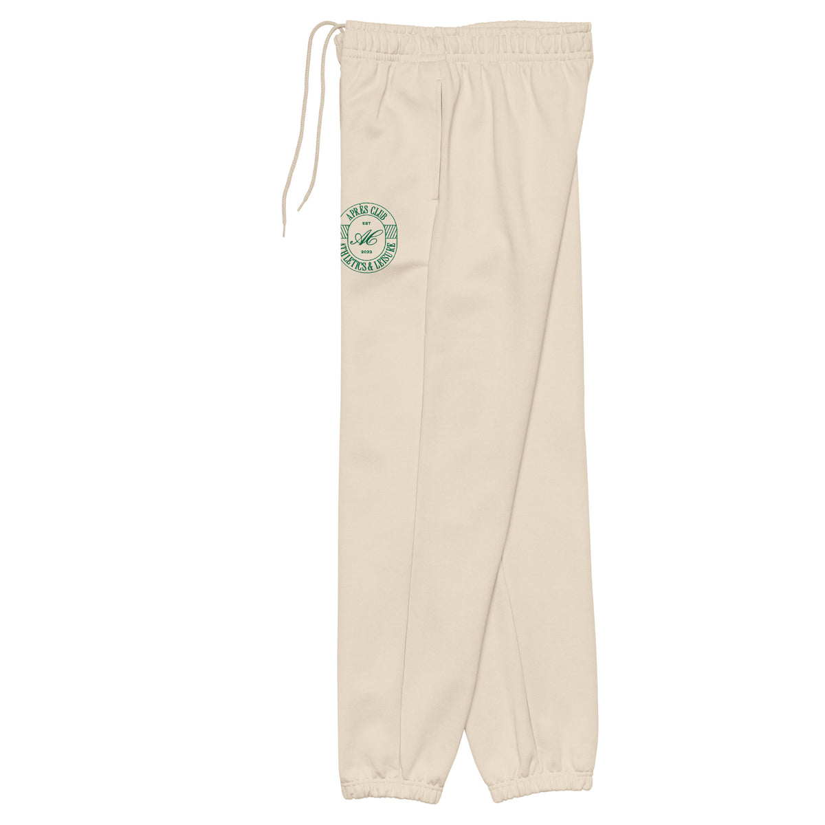 Clubhouse Sweatpant in Dust with green Après Club badge embroidered at the hip, alternate view 3