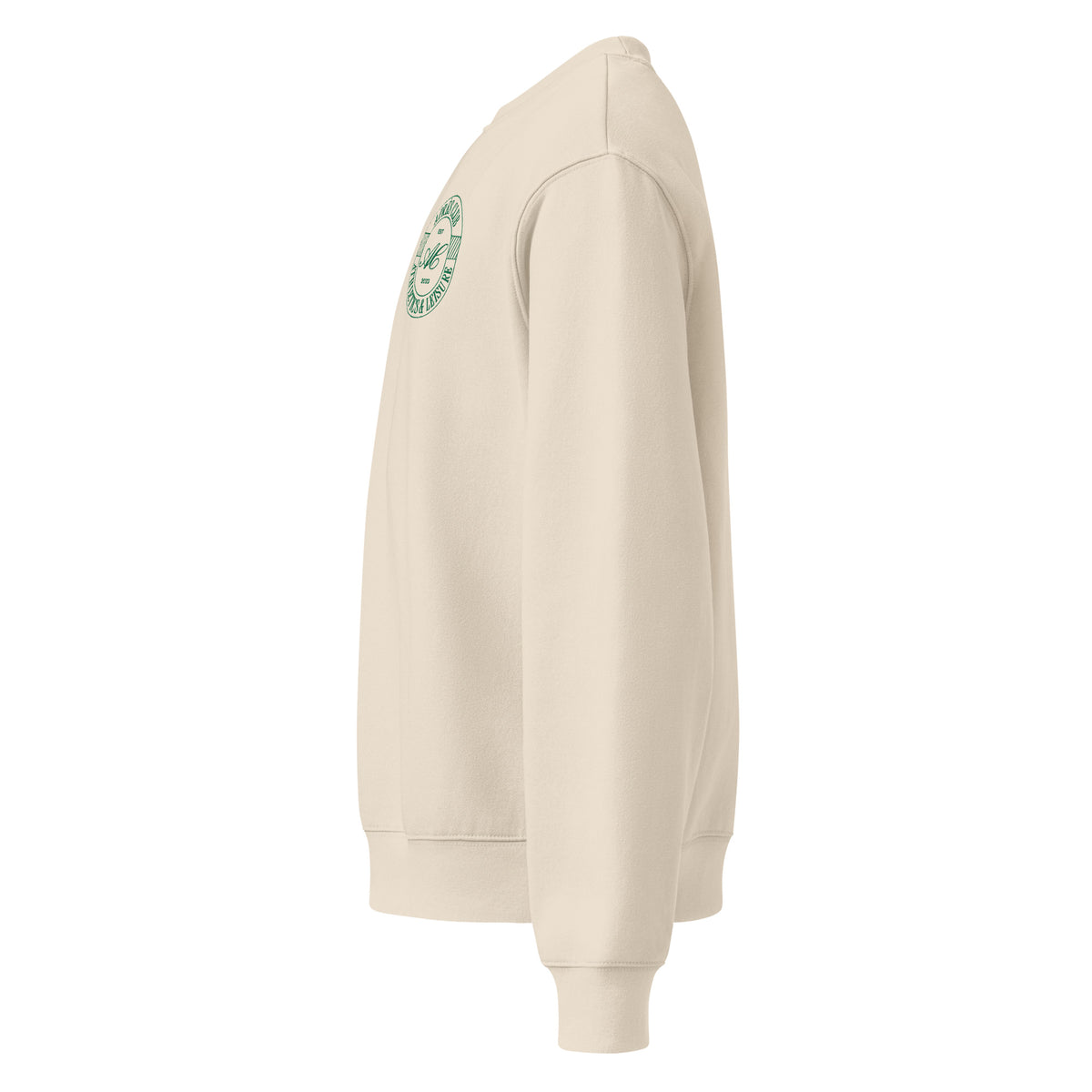 Clubhouse Crewneck sweatshirt in Dust with green Après Club badge on the left chest, alternate view 3