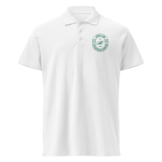 White piqué polo shirt with green Après Club badge embroidered on the chest