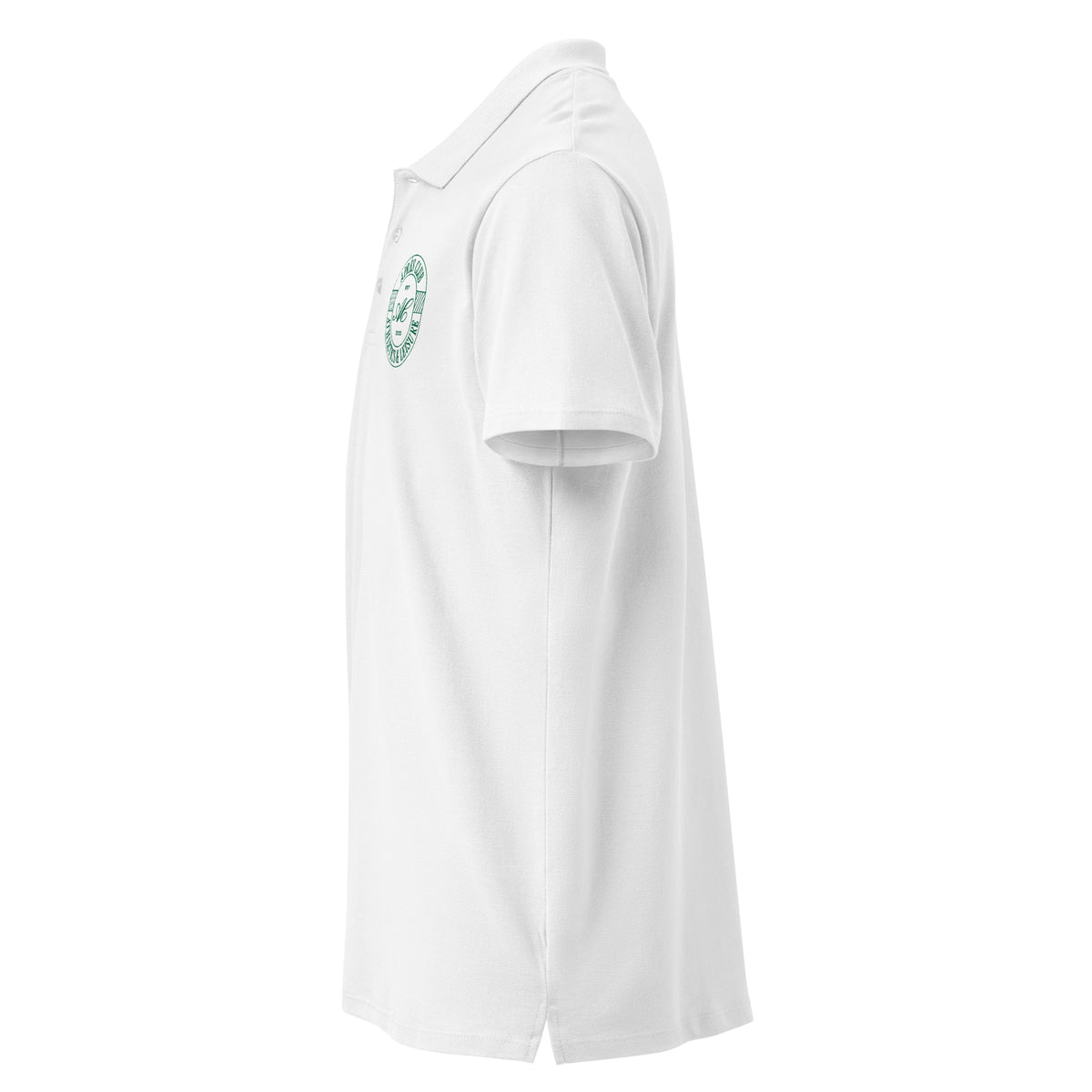 White piqué polo shirt with green Après Club badge embroidered on the chest, alternate view 3
