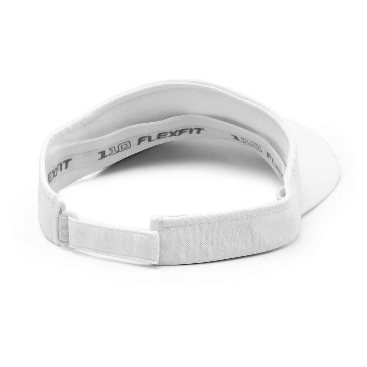 White tennis visor with green Après Club wordmark embroidered on the band, alternate view 2